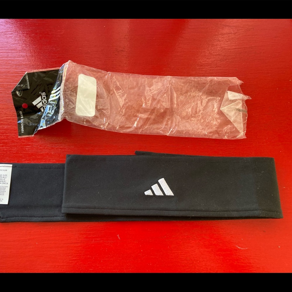 New Adidas Tennis Tie Headband Black White